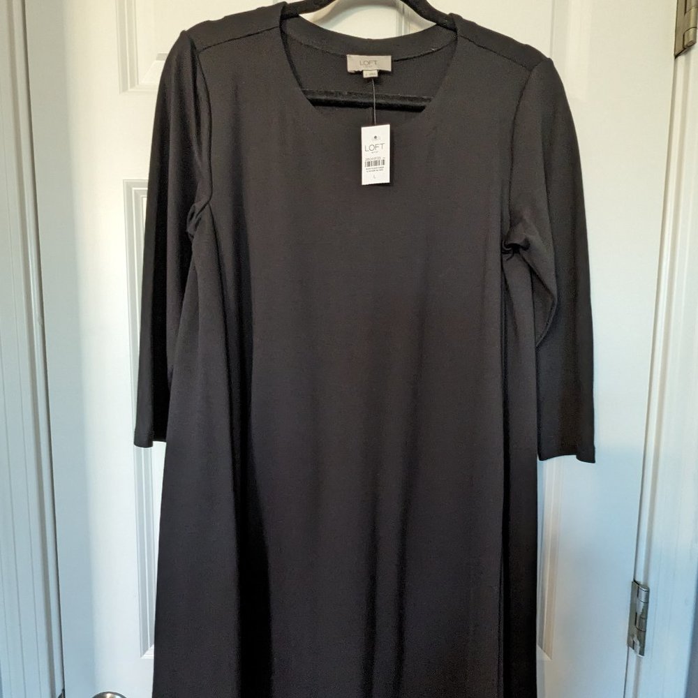 NWT Loft Outlet Ponte Black Swing Dress